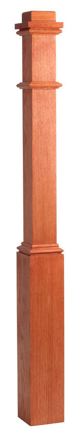 4076 3-1/2" x 58" Primed Box Newel Post (Red Oak with Sleeve Pictured)