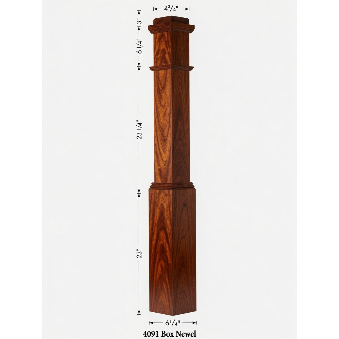 4091 Box Newel Post - Brazilian Cherry