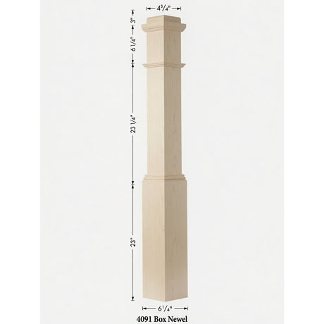 4091 Box Newel Post - Hard Maple