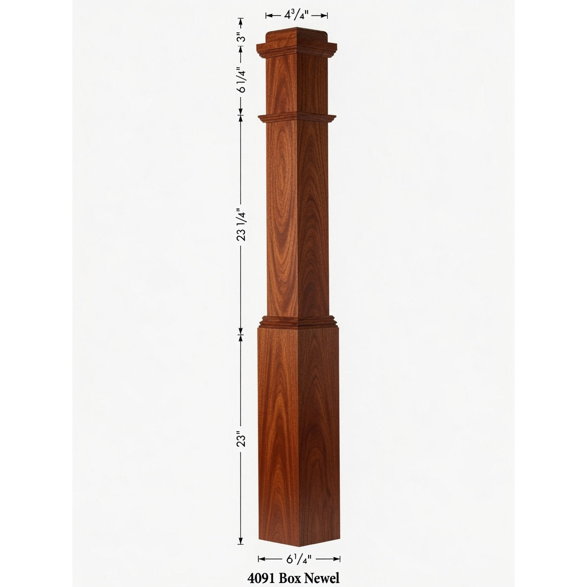 4091 Box Newel Post - Mahogany