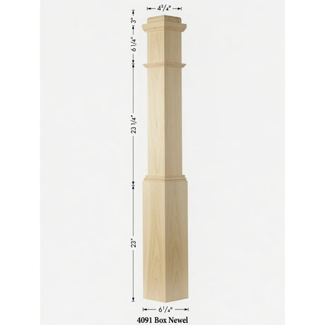 4091 Box Newel Post - Poplar