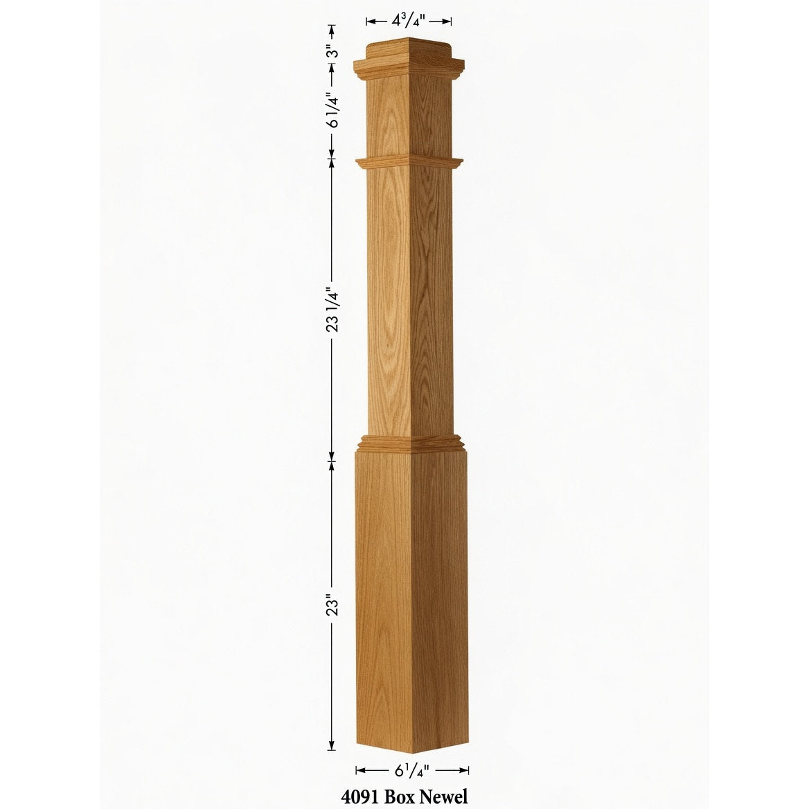 4091 Red Oak Box Newel Post