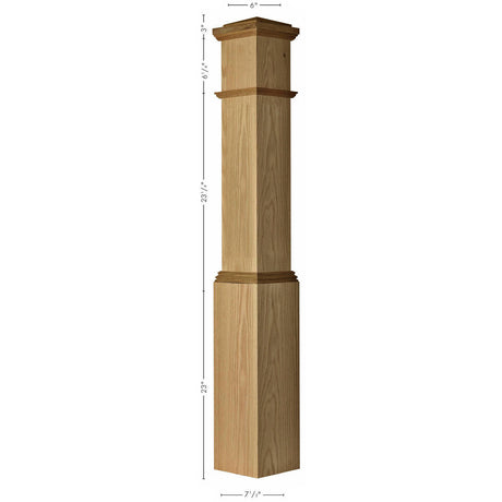 4092 Primed with Special Species Trim Box Newel Post Dimensional Information