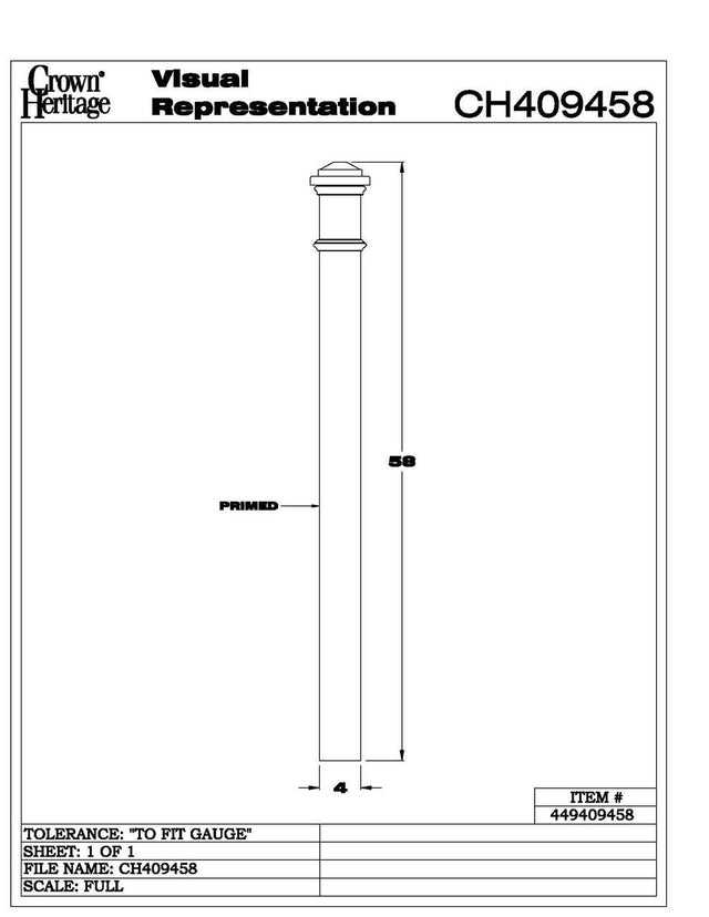 4094 4" Primed Box Newel CADD