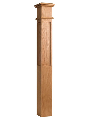 4097 Paneled Box Newel Post, Red Oak or Maple