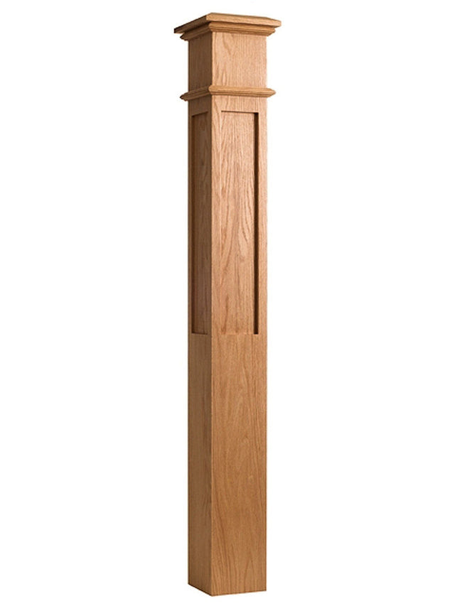 4097 Paneled Box Newel Post, Red Oak or Maple