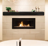 412-20 Shenandoah Fireplace Shelf Mantel Espresso Finish Life Style View, without corbels