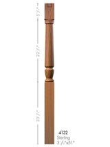 T-4132 Twist Interchangeable Top Starting Newel Post Dimensional Information