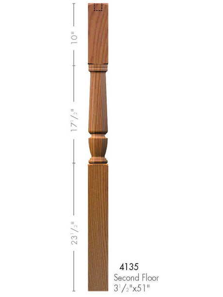 4135 Interchangeable 2nd Floor Landing Newel Post Dimensional Information