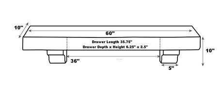 The Abingdon, 60" Medium Oak Distressed Shelf Mantel Dimensional Information