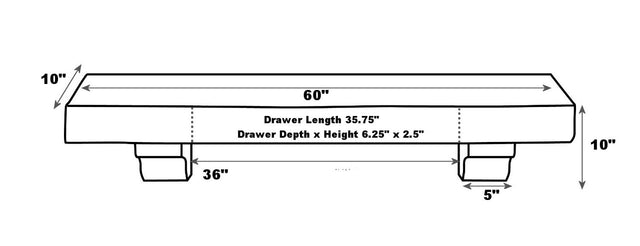 The Abingdon, 60" Medium Oak Distressed Shelf Mantel Dimensional Information
