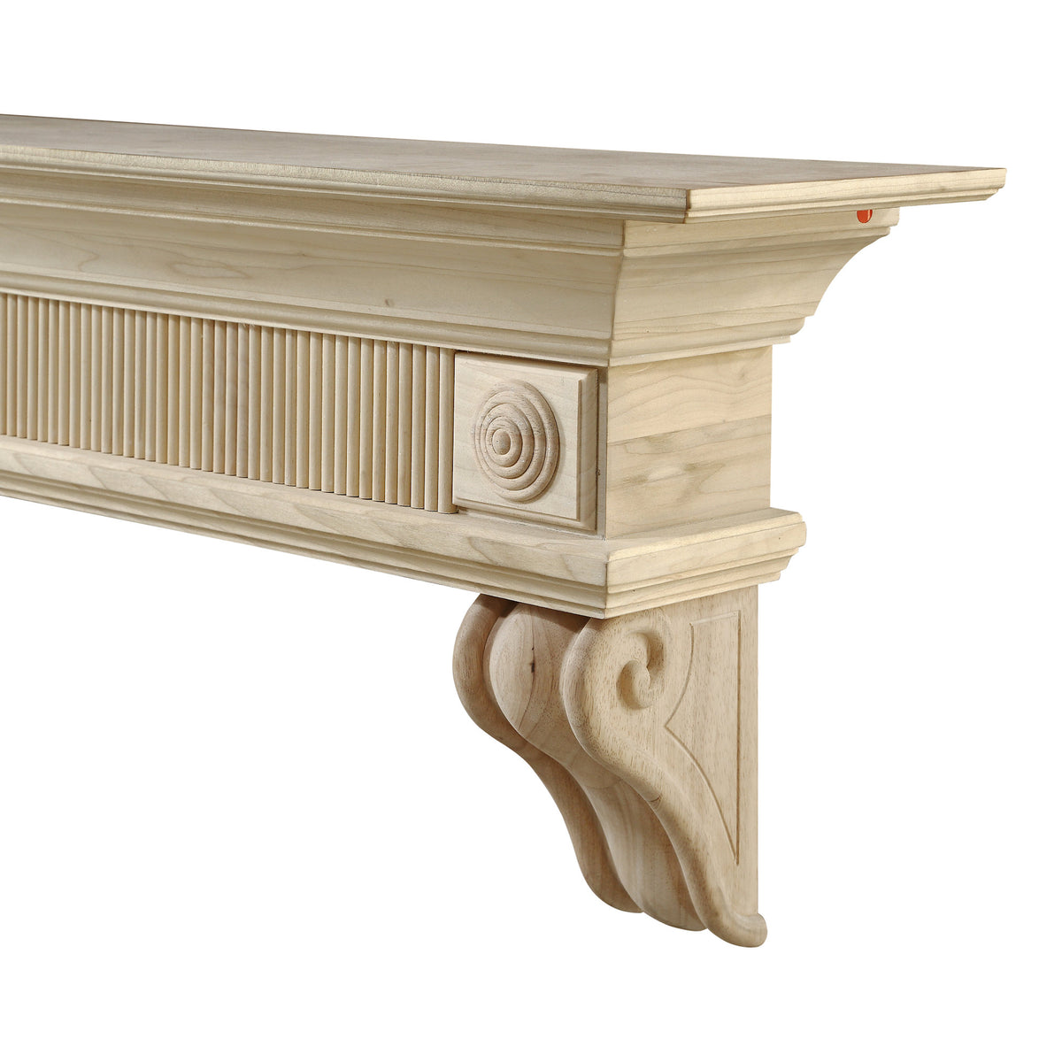 416 Devonshire Fireplace Mantel Shelf, Unfinished Close Up