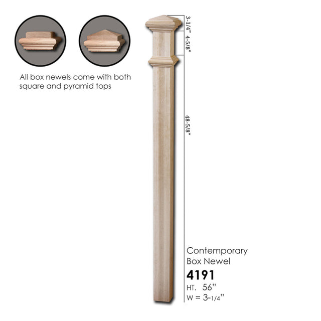 4191 Red Oak Box Newel Post