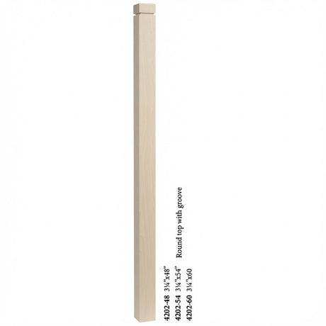 4202 3-1/4" S4S Newel Post with Rounded Top and Grooves, Birch