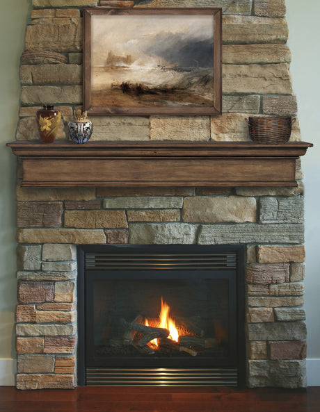 The Savannah Fireplace Mantel Shelf on stone fireplace
