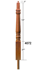 4272 Pin Top Volute Newel Post Dimensional Information