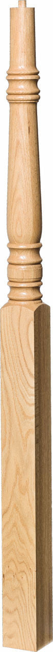 4275 60" Pin Top Starting Newel Post, Shown in Red Oak