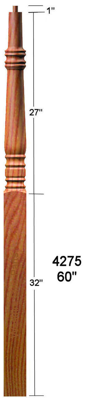 4275 60" Pin Top Hampton Starting Newel Post