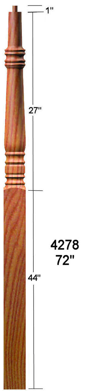 4278 72" Pin Top Hampton Starting Newel Post