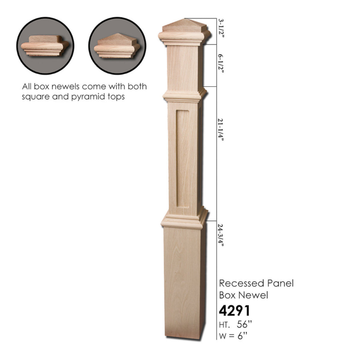 HF-4291 Recessed Panel Box Newel Post