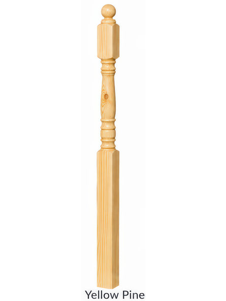 4300 Ball Top Starting Newel Post, Yellow Pine