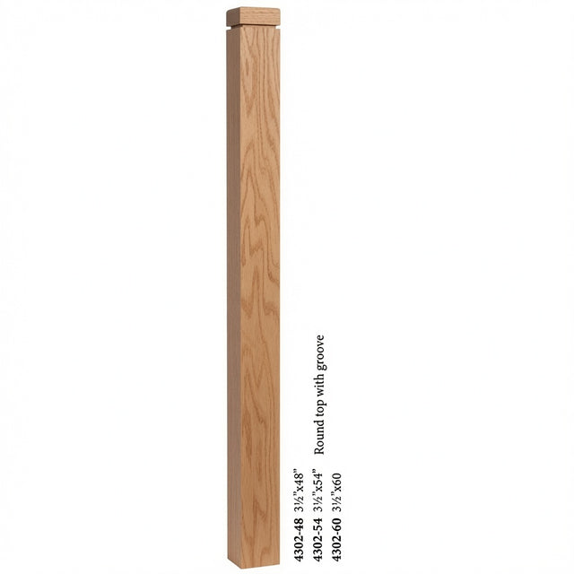 SP-4302 S4S Newel with Rounded Top and Grooves