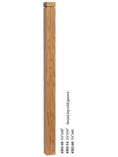 SP-4302 S4S Newel with Rounded Top and Grooves