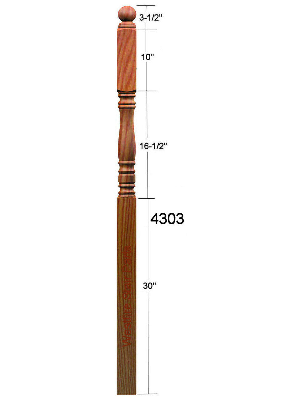 4303 Ball Top Starting Newel Post