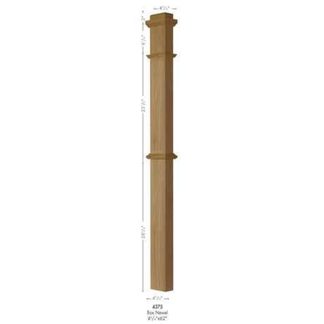 4375 Primed with Special Species Trim HALF Box Newel Post