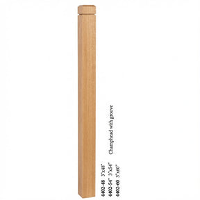 4402 3" S4S Newel Post with Champhered Top and Groove, Red Oak