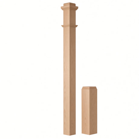 4491 3-1/2" x 55" Box Newel Post with attached pedistal, Beech