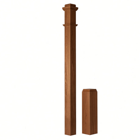 4491 3-1/2" x 55" Box Newel Post with attached pedistal, Mahogany