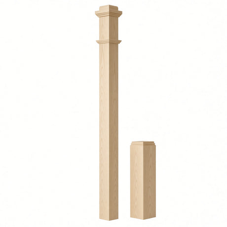 4491 3-1/2" x 55" Box Newel Post with attached pedistal, Soft Maple