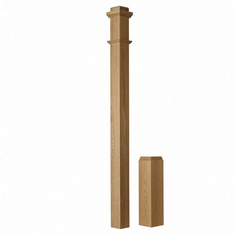 4491 3-1/2" x 55" Box Newel Post with attached pedistal, White Oak