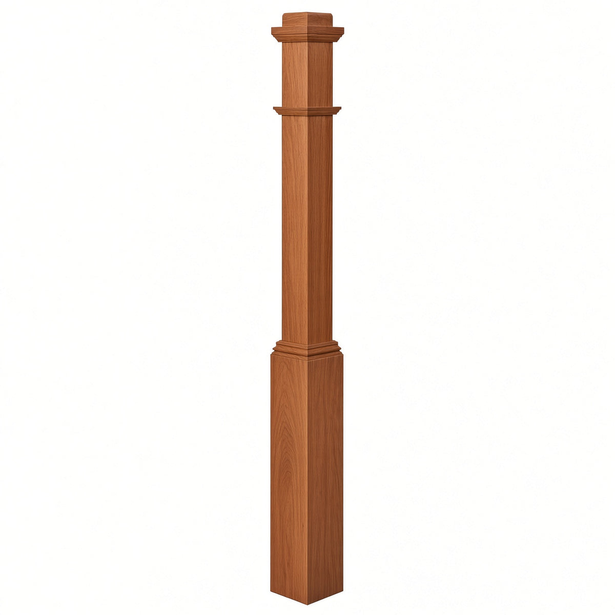 4491 3-1/2" Box Newel Post with attached pedistal, American Cherry