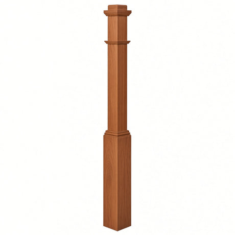 4491 3-1/2" Box Newel Post with attached pedistal, American Cherry
