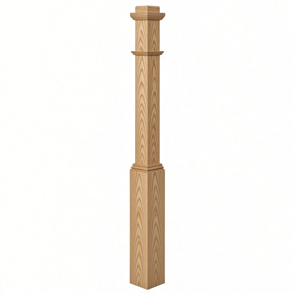 4491 3-1/2" Box Newel Post with attached pedistal, Ash