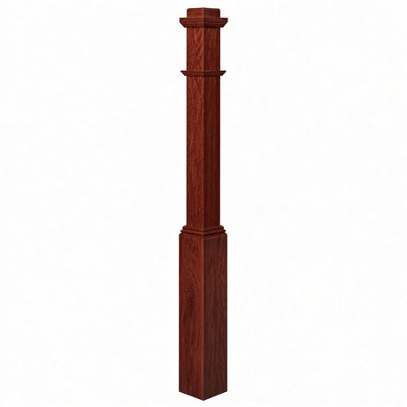 4491 3-1/2" Box Newel Post with attached pedistal, Brazilian Cherry