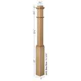 4491 3-1/2" Box Newel Post with attached pedistal, Dimensional Information