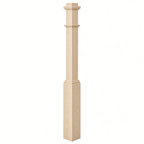 4491 3-1/2" Box Newel Post with attached pedistal, Hard Maple
