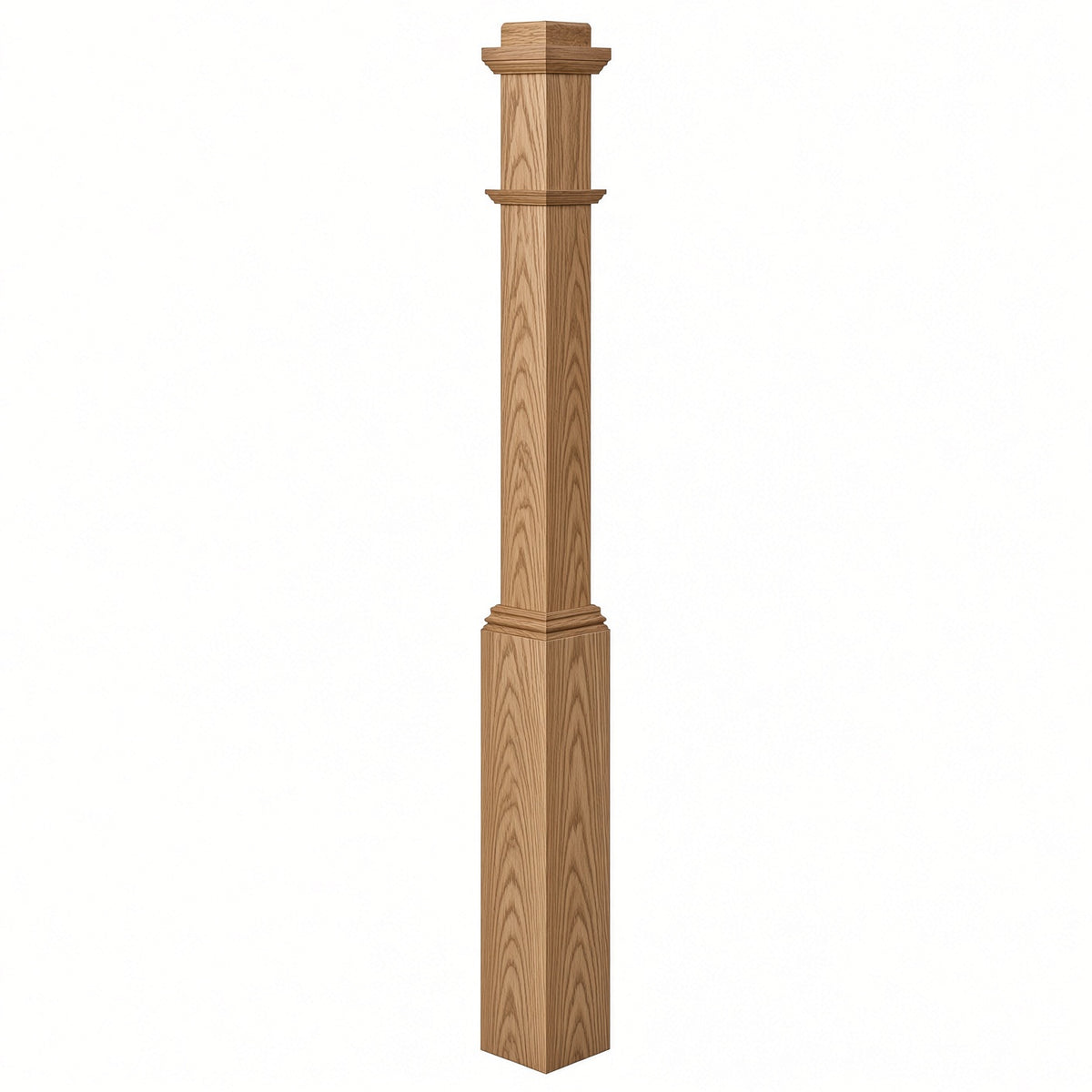 4491 3-1/2" Box Newel Post with attached pedistal, Hickory