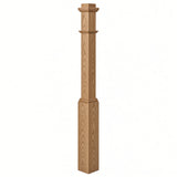 4491 3-1/2" Box Newel Post with attached pedistal, Hickory