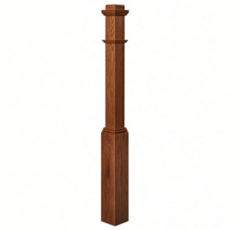 4491 3-1/2" Box Newel Post with attached pedistal, Mahogany