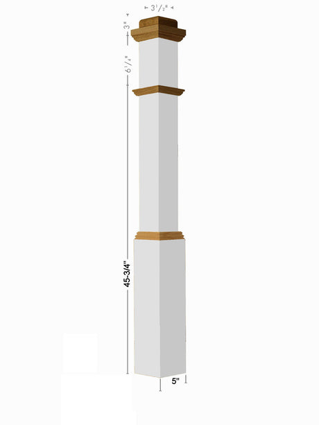 4491-ADJ Adjustable Primed with Special Species Trim Box Newel Post