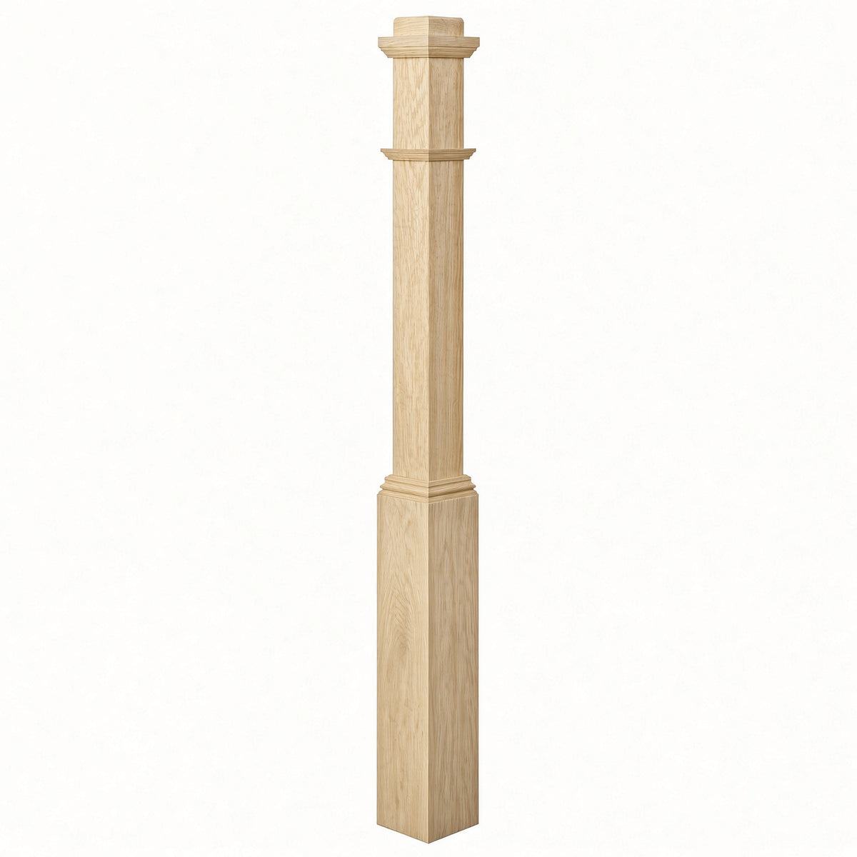 4491 3-1/2" Box Newel Post with attached pedistal, Poplar
