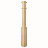 4491 3-1/2" Box Newel Post with attached pedistal, Poplar