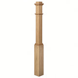 4491 3-1/2" Box Newel Post with attached pedistal, Red Oak