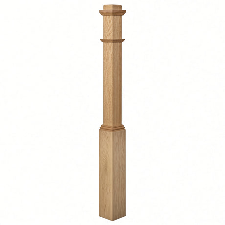 4491 3-1/2" Box Newel Post with attached pedistal, Red Oak