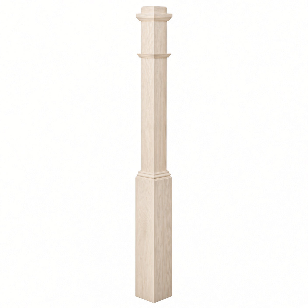 4491 3-1/2" Box Newel Post with attached pedistal, Soft Maple