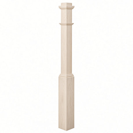 4491 3-1/2" Box Newel Post with attached pedistal, Soft Maple